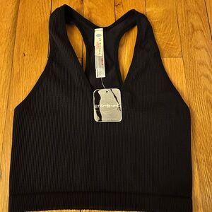 Black Ribbed Women's Cropped Tank